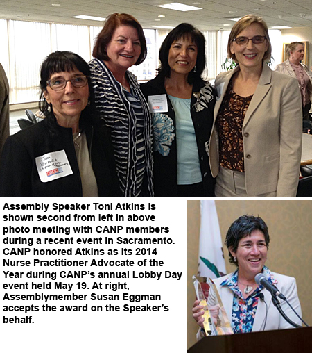 Photos of Assembly Speaker Toni Atkins with CANP members